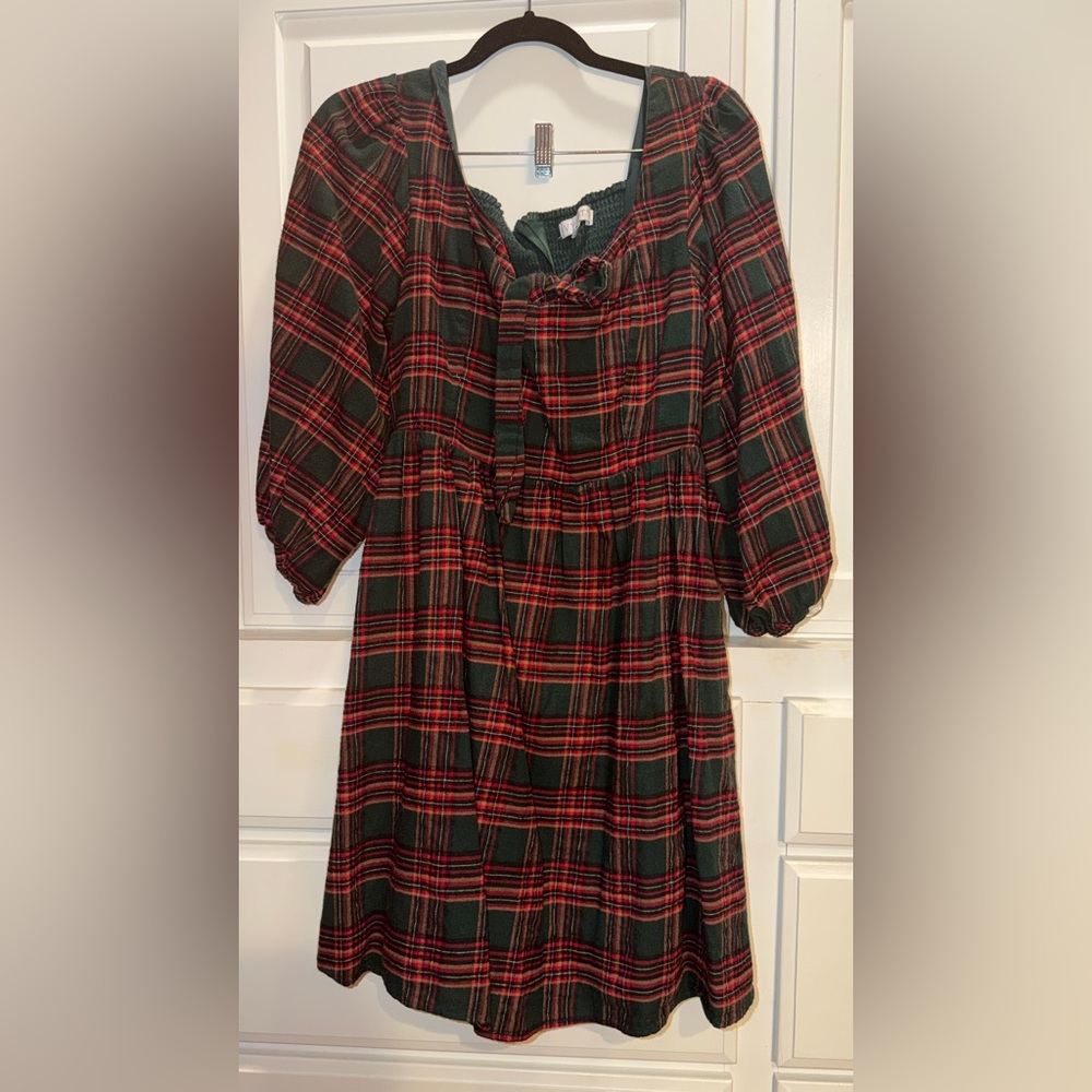 Ivy city plaid  with Bow Detail Christmas dress